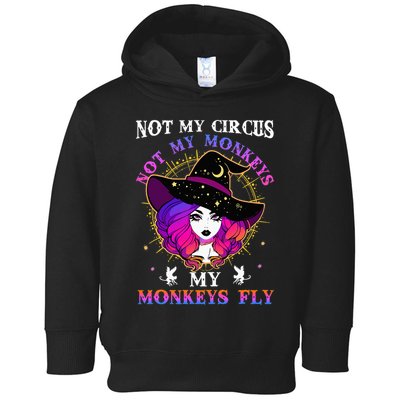Not My Circus Not My Monkeys My Monkeys Fly Witch Halloween Toddler Hoodie