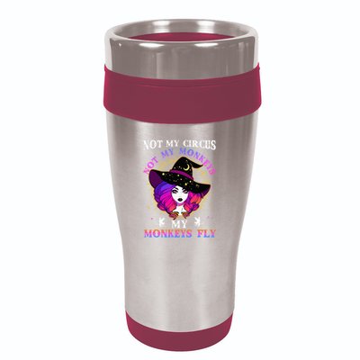Not My Circus Not My Monkeys My Monkeys Fly Witch Halloween 16oz Travel Tumbler