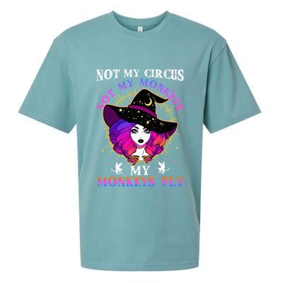 Not My Circus Not My Monkeys My Monkeys Fly Witch Halloween Sueded Cloud Jersey T-Shirt