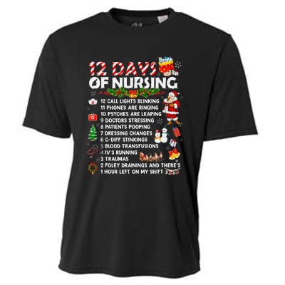 Nurses Merry Christmas Funny 12 Days Of Nursing Xmas Cooling Performance Crew T-Shirt