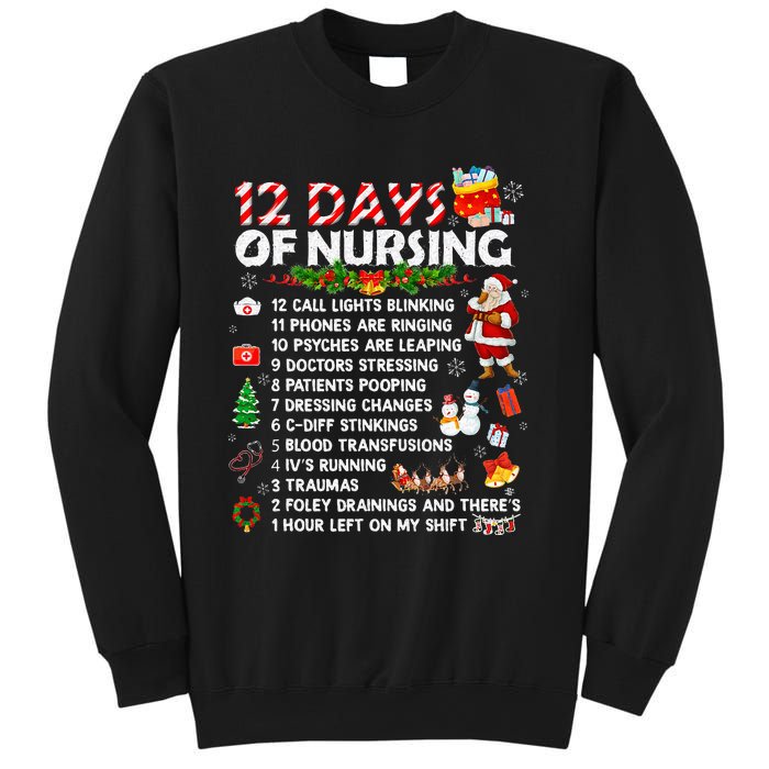 Nurses Merry Christmas Funny 12 Days Of Nursing Xmas Sweatshirt