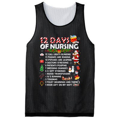 Nurses Merry Christmas Funny 12 Days Of Nursing Xmas Mesh Reversible Basketball Jersey Tank