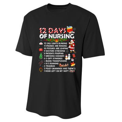 Nurses Merry Christmas Funny 12 Days Of Nursing Xmas Performance Sprint T-Shirt