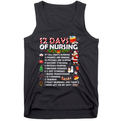 Nurses Merry Christmas Funny 12 Days Of Nursing Xmas Tank Top