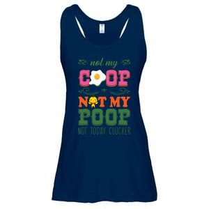 Not My Coop Not My Poop Funny Chicken Farmer Quote Ladies Essential Flowy Tank