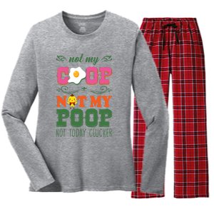 Not My Coop Not My Poop Funny Chicken Farmer Quote Women's Long Sleeve Flannel Pajama Set 