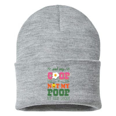 Not My Coop Not My Poop Funny Chicken Farmer Quote Sustainable Knit Beanie