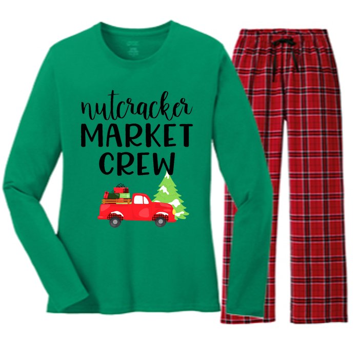 Nutcracker Market Crew Matching Christmas Shopping Women's Long Sleeve Flannel Pajama Set 