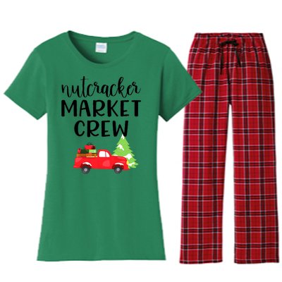 Nutcracker Market Crew Matching Christmas Shopping Women's Flannel Pajama Set