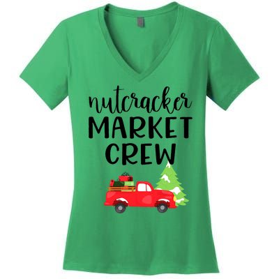 Nutcracker Market Crew Matching Christmas Shopping Women's V-Neck T-Shirt