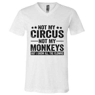 Not My Circus Not My Monkeys But I Definitely Know All The Clowns Funny Saying V-Neck T-Shirt