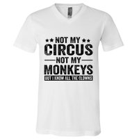 Not My Circus Not My Monkeys But I Definitely Know All The Clowns Funny Saying V-Neck T-Shirt