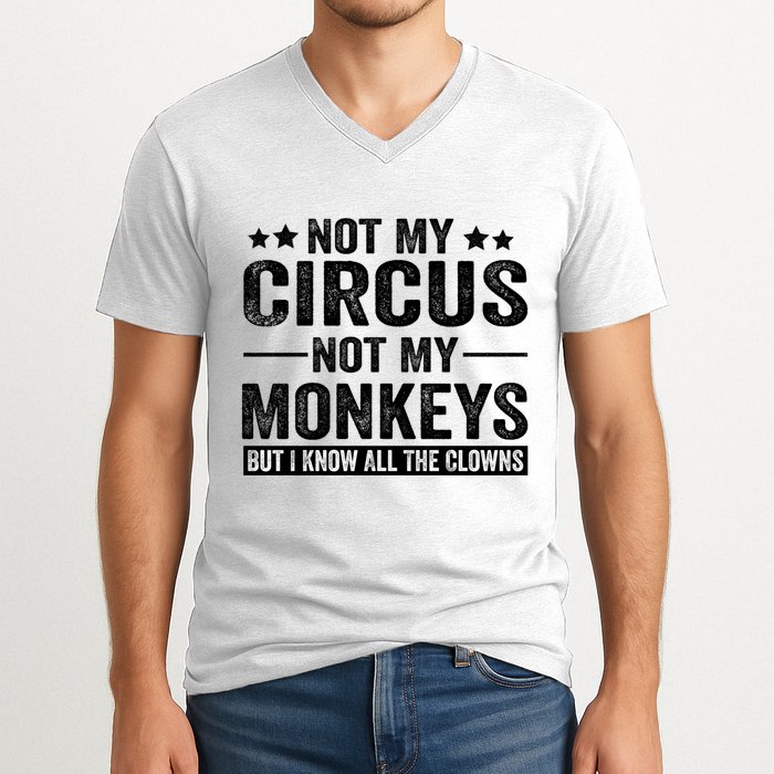 Not My Circus Not My Monkeys But I Definitely Know All The Clowns Funny Saying V-Neck T-Shirt