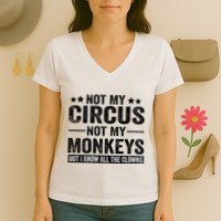 Not My Circus Not My Monkeys But I Definitely Know All The Clowns Funny Saying Women's V-Neck T-Shirt
