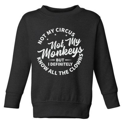 Not My Circus Not My Monkeys But I Definitely Know All The Clowns Funny Saying Toddler Sweatshirt