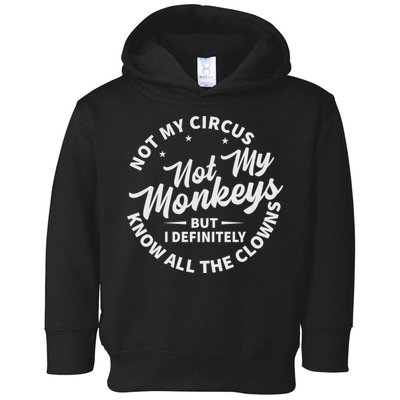Not My Circus Not My Monkeys But I Definitely Know All The Clowns Funny Saying Toddler Hoodie