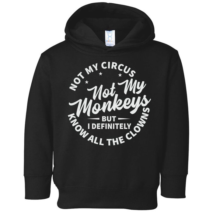 Not My Circus Not My Monkeys But I Definitely Know All The Clowns Funny Saying Toddler Hoodie