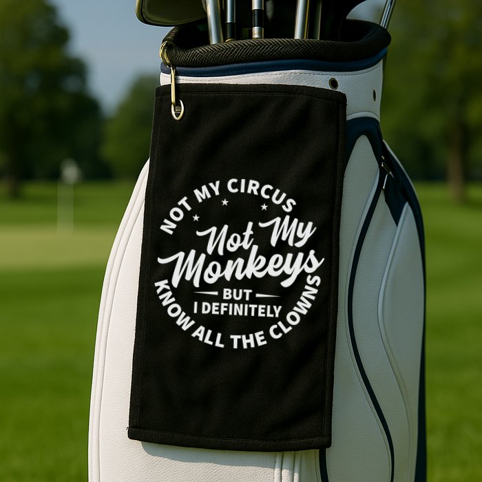 Not My Circus Not My Monkeys But I Definitely Know All The Clowns Funny Saying Golf Towel