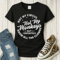 Not My Circus Not My Monkeys But I Definitely Know All The Clowns Funny Saying Womens T-Shirt