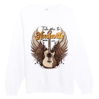 Nashville Music City Super Soft Howdy Premium Crewneck Sweatshirt