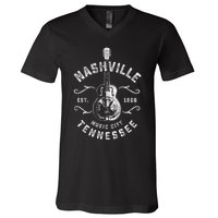 Nashville Music City Usa Gift Funny Vintage Gift V-Neck T-Shirt