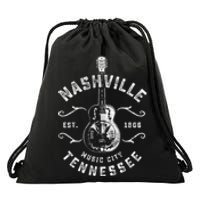 Nashville Music City Usa Gift Funny Vintage Gift Drawstring Bag