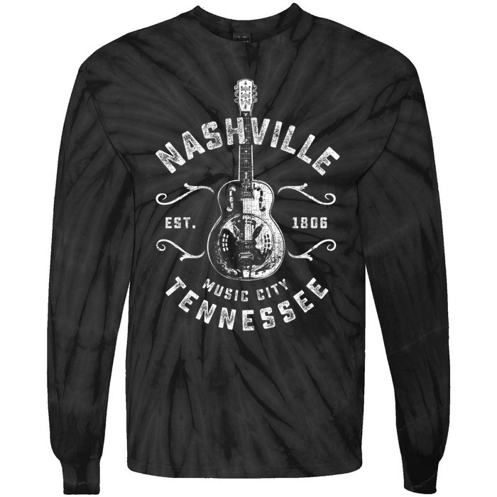 Nashville Music City Usa Gift Funny Vintage Gift Tie-Dye Long Sleeve Shirt