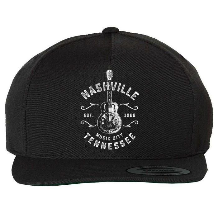 Nashville Music City Usa Gift Funny Vintage Gift Wool Snapback Cap