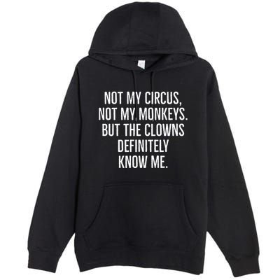 Not My Circus Not My Monkeys But The Clowns Definitely Know Premium Pullover Hoodie