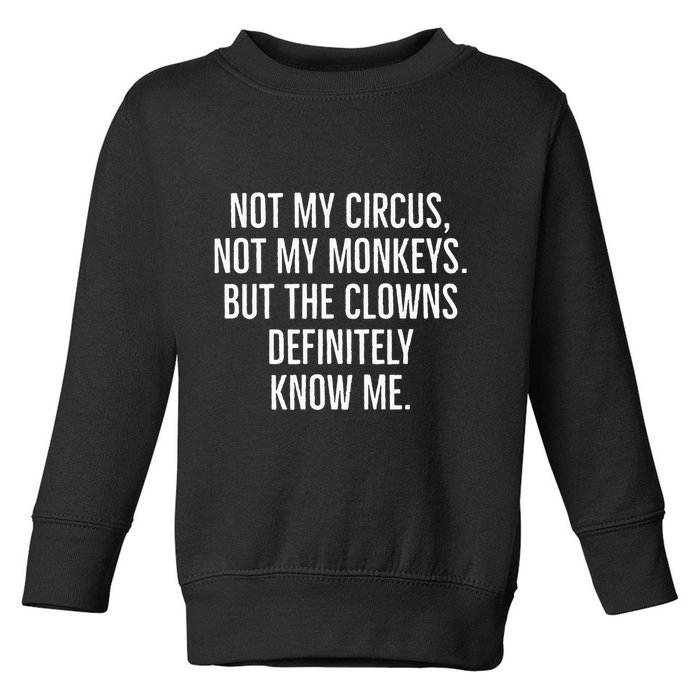 Not My Circus Not My Monkeys But The Clowns Definitely Know Toddler Sweatshirt