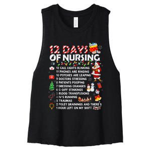 Nurses Merry Christmas Funny 12 Days Of Nursing Xmas Women's Racerback Cropped Tank