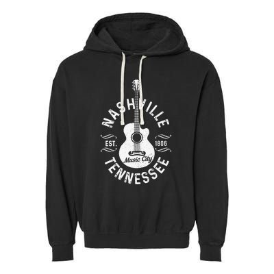 Nashville - Music City Tennessee Country Music Souvenir Garment-Dyed Fleece Hoodie