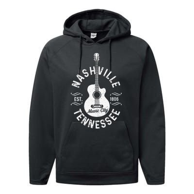 Nashville - Music City Tennessee Country Music Souvenir Performance Fleece Hoodie