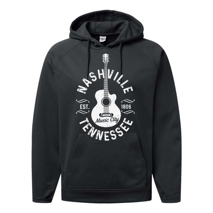 Nashville - Music City Tennessee Country Music Souvenir Performance Fleece Hoodie