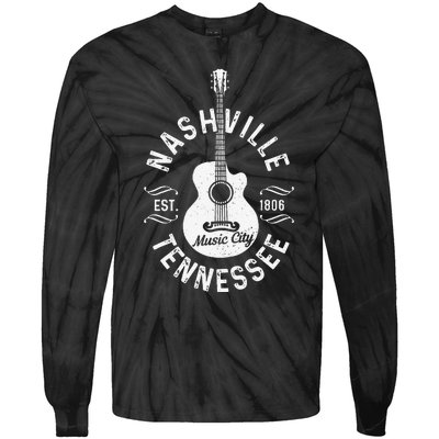 Nashville - Music City Tennessee Country Music Souvenir Tie-Dye Long Sleeve Shirt