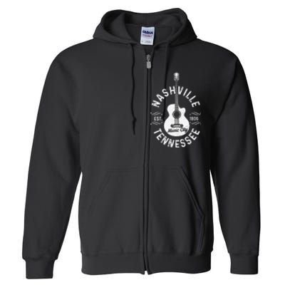 Nashville - Music City Tennessee Country Music Souvenir Full Zip Hoodie