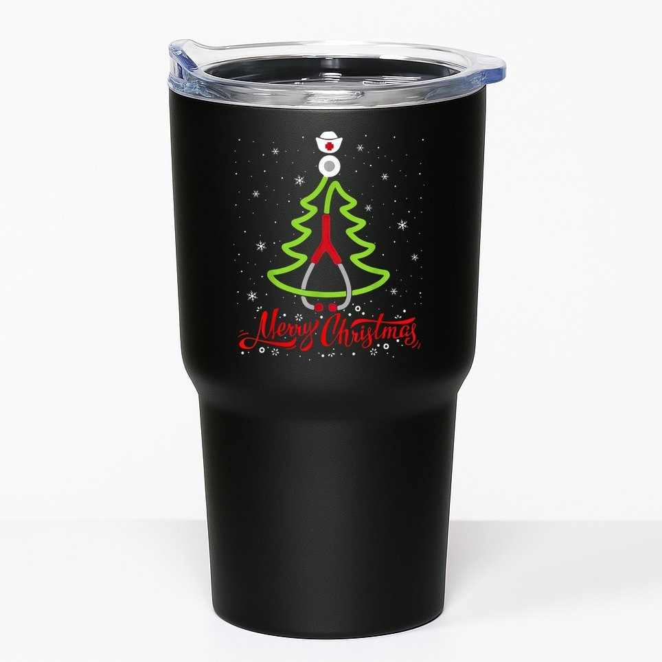 Nurse Merry Christmas Tree Stethoscope Xmas Nurse Christmas Tumbler