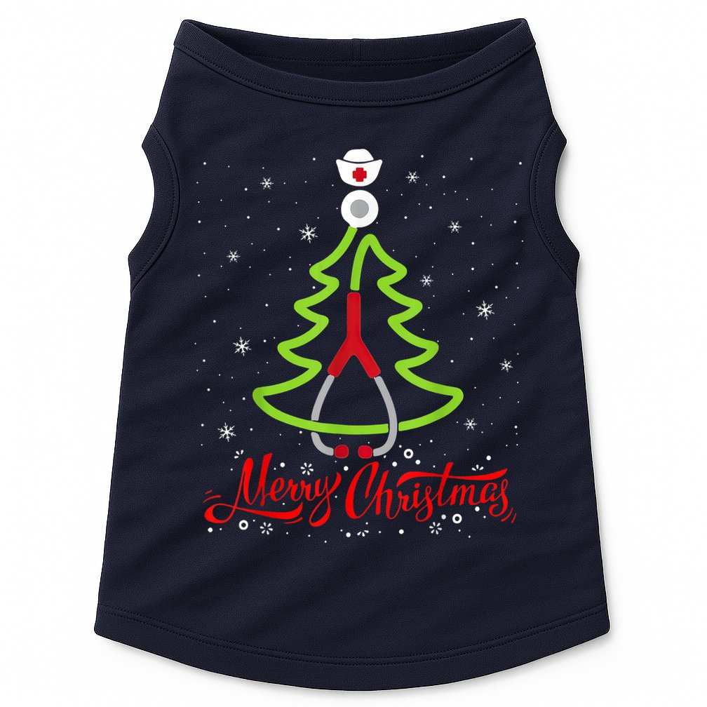 Nurse Merry Christmas Tree Stethoscope Xmas Nurse Christmas Doggie Tank