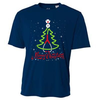 Nurse Merry Christmas Tree Stethoscope Xmas Nurse Christmas Cooling Performance Crew T-Shirt