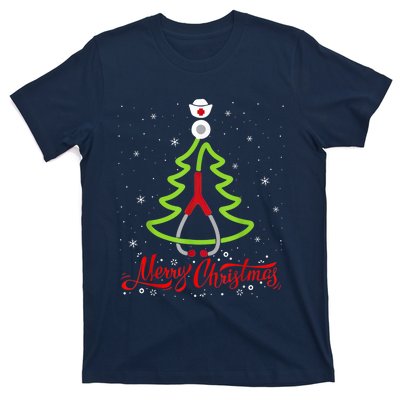 Nurse Merry Christmas Tree Stethoscope Xmas Nurse Christmas T-Shirt