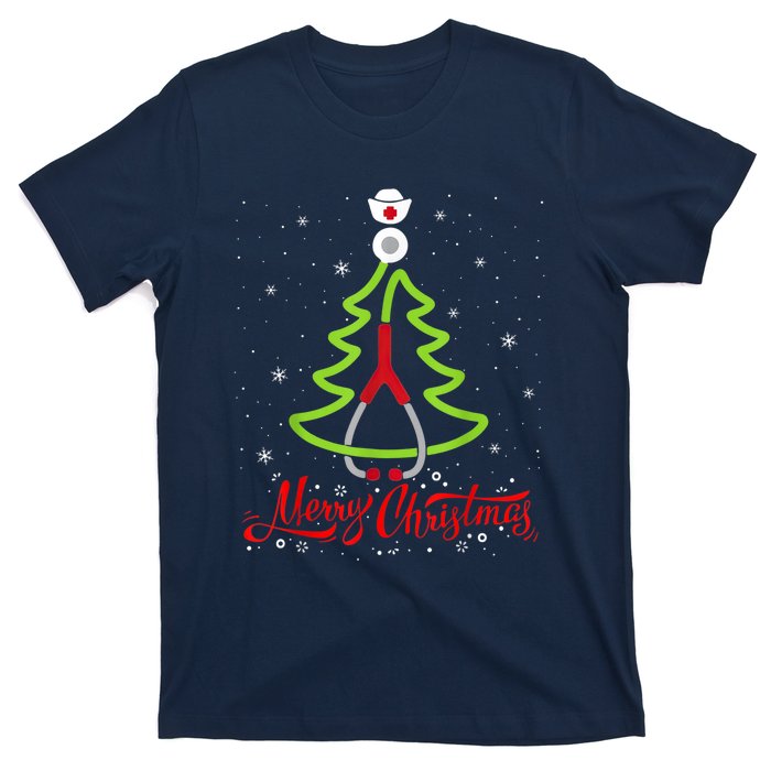 Nurse Merry Christmas Tree Stethoscope Xmas Nurse Christmas T-Shirt