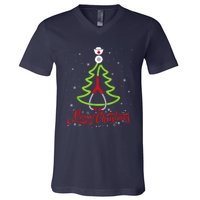 Nurse Merry Christmas Tree Stethoscope Xmas Nurse Christmas V-Neck T-Shirt