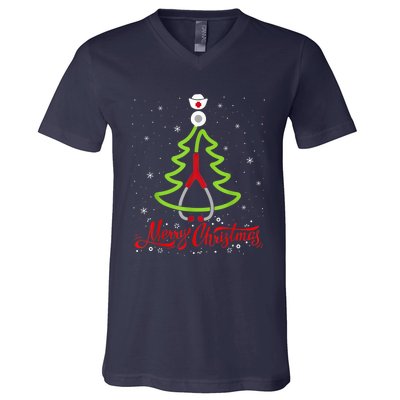 Nurse Merry Christmas Tree Stethoscope Xmas Nurse Christmas V-Neck T-Shirt