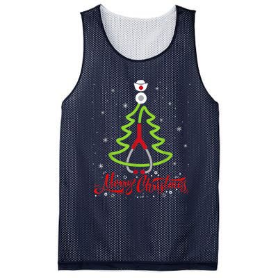 Nurse Merry Christmas Tree Stethoscope Xmas Nurse Christmas Mesh Reversible Basketball Jersey Tank