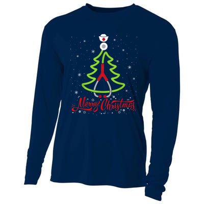 Nurse Merry Christmas Tree Stethoscope Xmas Nurse Christmas Cooling Performance Long Sleeve Crew