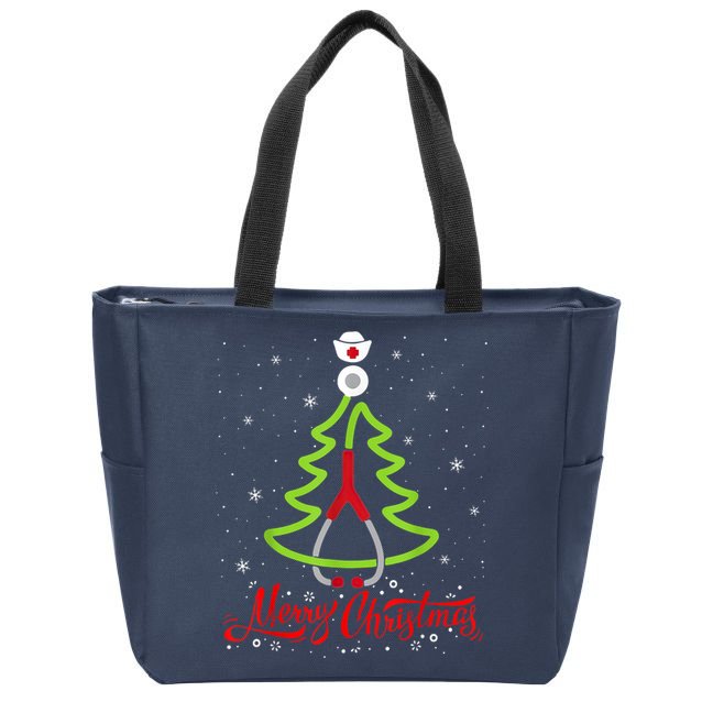 Nurse Merry Christmas Tree Stethoscope Xmas Nurse Christmas Zip Tote Bag