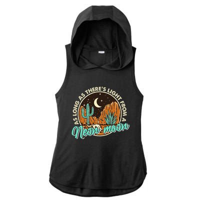 Neon Moon Cactus Country Mountain Vintage Retro Western Cow Ladies PosiCharge Tri-Blend Wicking Draft Hoodie Tank