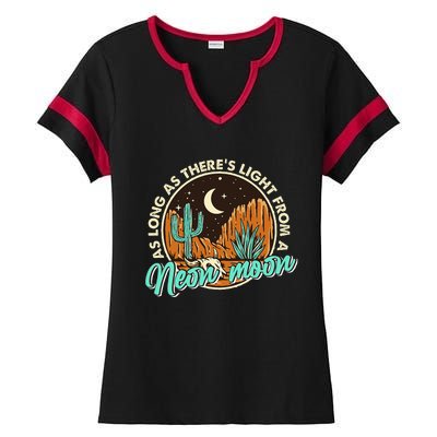 Neon Moon Cactus Country Mountain Vintage Retro Western Cow Ladies Halftime Notch Neck Tee