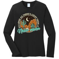 Neon Moon Cactus Country Mountain Vintage Retro Western Cow Ladies Long Sleeve Shirt