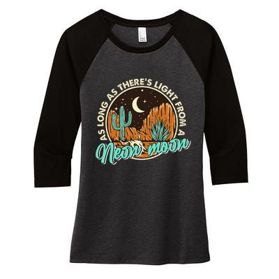 Neon Moon Cactus Country Mountain Vintage Retro Western Cow Women's Tri-Blend 3/4-Sleeve Raglan Shirt